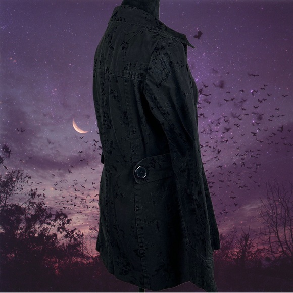 Nick & Mo Anthropology Black Jaquard Jacket Whimsigoth Goth Mid Length - Picture 5 of 15